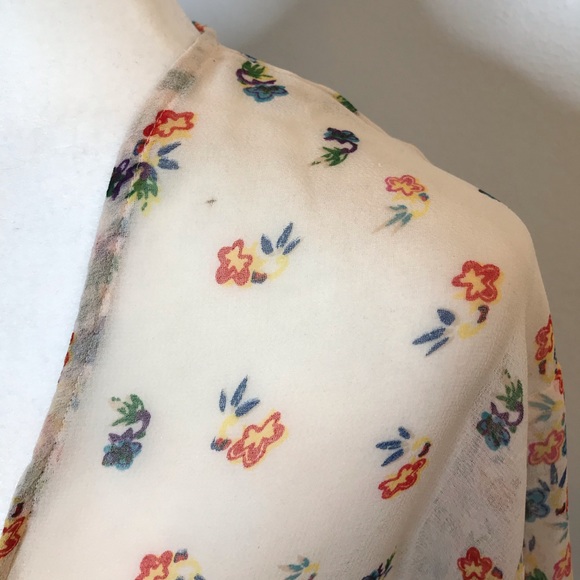 SOLD|Angie Floral Kimono Sheer Boho Cream & Green - Picture 3 of 6